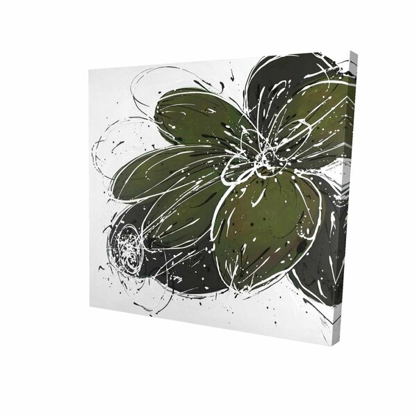 Fondo 32 x 32 in. Green Flower with Splash Outline-Print on Canvas FO2789160